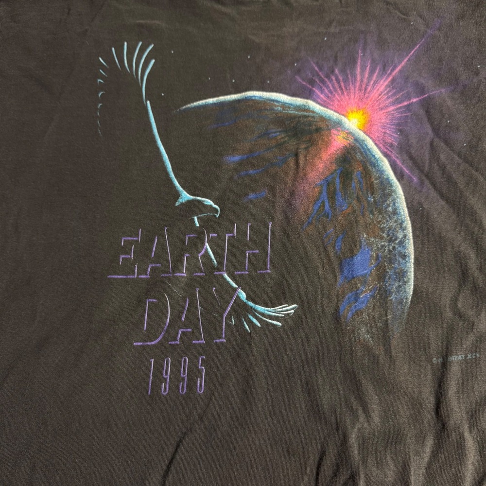 Vintage Signal Sport Earth Day 1995 25th Anniversary T-Shirt Mens Large Black
